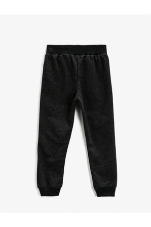 Pamuklu Jogger Eşofman Altı Baskılı Beli Bağlamalı