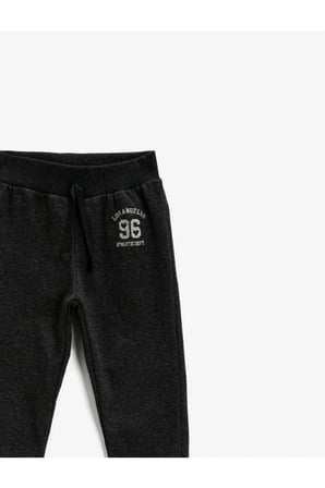 Pamuklu Jogger Eşofman Altı Baskılı Beli Bağlamalı