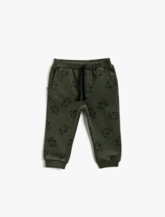 Hayvan Baskılı Eşofman Altı Beli Bağlamalı