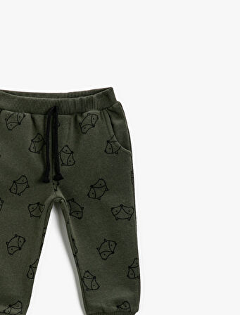 Hayvan Baskılı Eşofman Altı Beli Bağlamalı