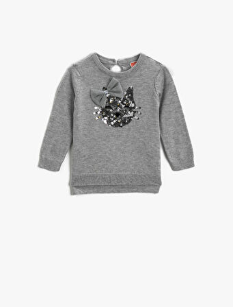 Pamuklu Hayvan Figürü İşlemeli Kazak