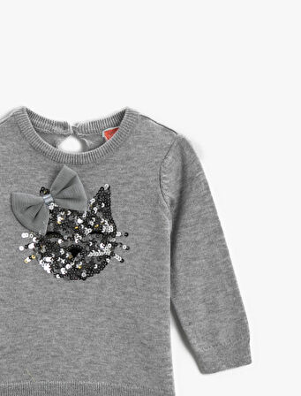 Pamuklu Hayvan Figürü İşlemeli Kazak