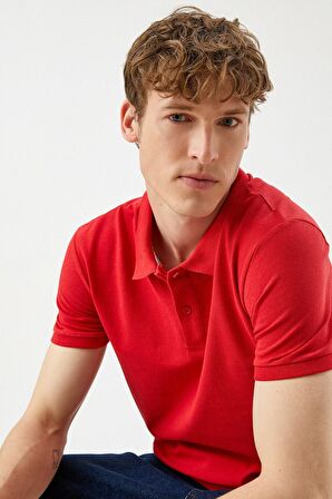 Erkek Sarı Polo Yaka T-Shirt Basic Kisa Kollu Pamuklu
