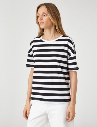 Relax Fit Tişört Kısa Reglan Kollu Pamuklu