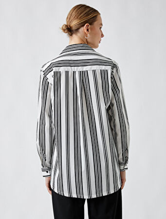 Çizgili Uzun Kollu Gömlek Pamuklu