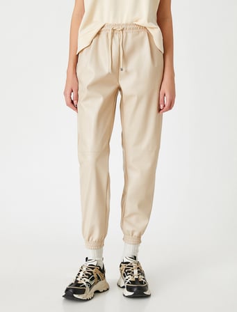 Suni Deri Jogger Pantolon