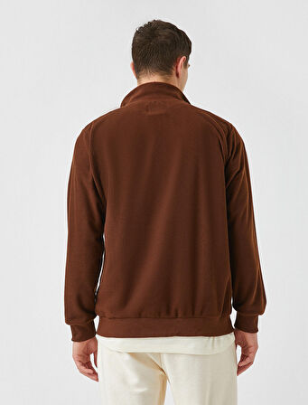 Buldog İşlemeli Yarım Fermuarlı Sweatshirt