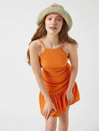 Halter Yaka Mini Fırfırlı Elbise