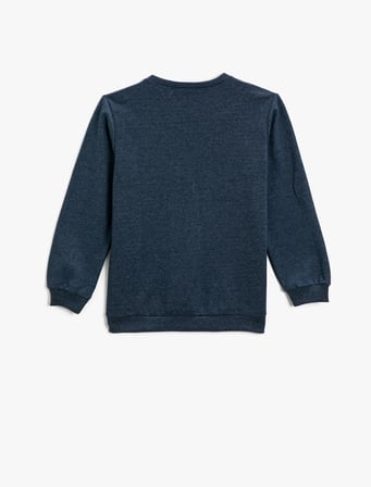 Slogan Baskılı Sweatshirt Bisiklet Yaka