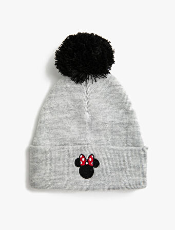 Mickey Mouse Lisanslı Baskılı Ponponlu Bere