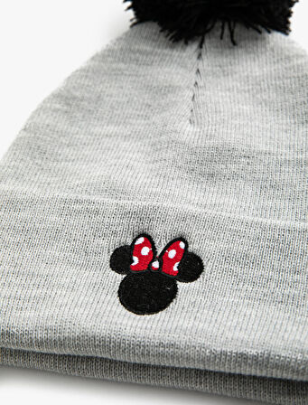 Mickey Mouse Lisanslı Baskılı Ponponlu Bere