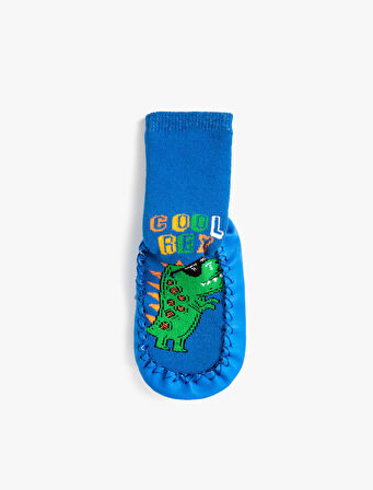 Dinozor Desenli Panduf Çorap