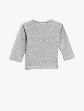 Canavar Baskılı Uzun Kollu Tişört