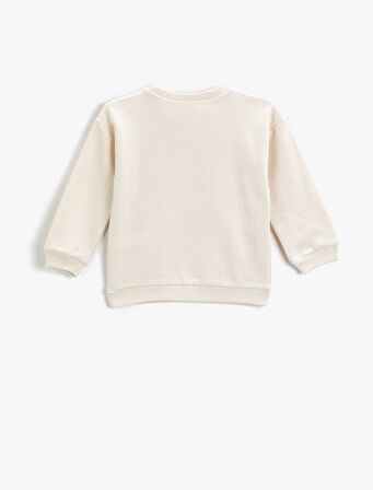 Saturday Baskılı Sweatshirt Bisiklet Yaka Pamuklu