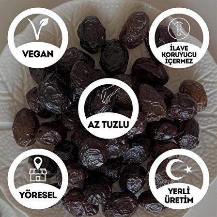 Çok Az Tuzlu Kuru Sele Siyah Zeytin (Kurutma Siyah Light Zeytin) - 1 Kg.