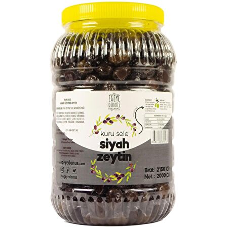 Çok Az Tuzlu Kuru Sele Siyah Zeytin (Kurutma Siyah Light Zeytin) - 2 Kg.