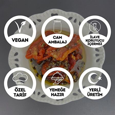 Ev Yapımı Naturel Sızma Zeytinyağlı Bilye Dağ Kekikli Kahvaltılık Kuru Domates Cam Kavanoz-500 Gr.