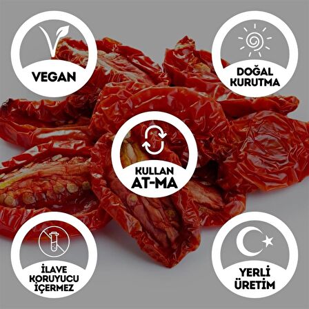 Domates Kurusu - 250 Gr. - Kavanoz Görünümlü Kilitli Poşet - Kilitli Saklama Poşeti