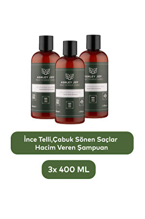 Ashley Joy İnce Telli ve Yağlı Saçlar İçin Hacim Veren Şampuan 400 ML x3 Avantajlı Set