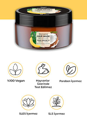 Ashley Joy Yavaş Uzayan Saçlara Özel Niacinamide Ve  Vegan Keratin İçeren Banana Saç Maskesi 200 ML