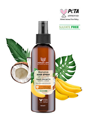 Ashley Joy Yavaş Uzayan Saçlara Özel Niacinamide Ve Vegan Keratin İçeren  Banana Saç Spreyi 150 ML