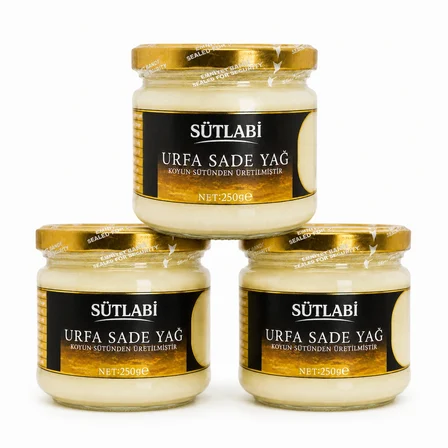 Sade Yağ (Ghee) 250 Gr Üçlü Paket | %99,5 Saf Koyun Sütü Yağı - Renklendiricisiz, Katkısız, Laktozsuz, Kazeinsiz Saf Altın Yağ