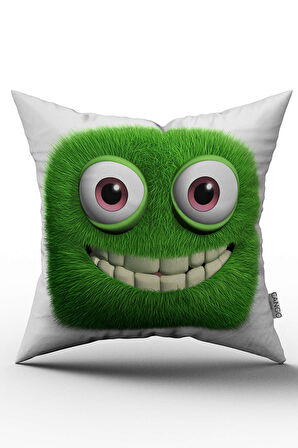 Yeşil Smile Dijital Baskılı Çocuk Kırlent Yastık Kılıfı  - CHCCK09