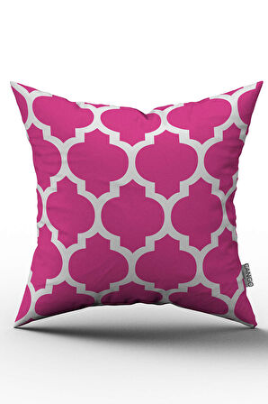 Pembe Beyaz Modern Geometrik Desenli Dijital Baskılı Kırlent Kılıfı  - OTYK538