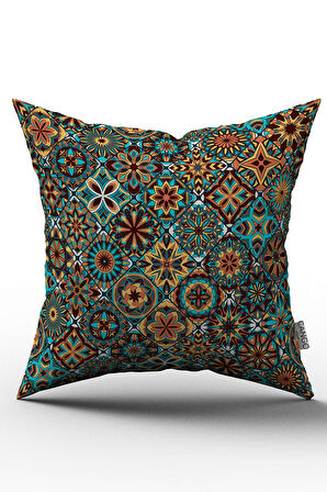 Çift Taraflı Kahverengi Retro Vintage Desenli Dijital Baskılı Kırlent Kılıfı - OTYK006-CT