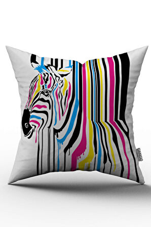 Beyaz Mavi Pembe Zebra Kırlent Yastık Kılıfı - CGH033
