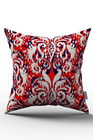 Beyaz Kırmızı Damask Desenli Kırlent Yastık Kılıfı - CGH081