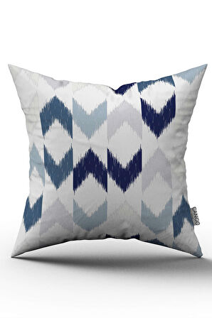 Çift Taraflı Beyaz Mavi Modern Geometrik Desenli Kırlent Yastık Kılıfı - CGH341-CT