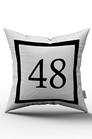 Siyah Beyaz Rakamlı Dijital Baskı Kırlent Kılıfı 48