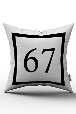 Siyah Beyaz Rakamlı Dijital Baskı Kırlent Kılıfı 67