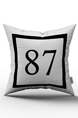 Siyah Beyaz Rakamlı Dijital Baskı Kırlent Kılıfı 87