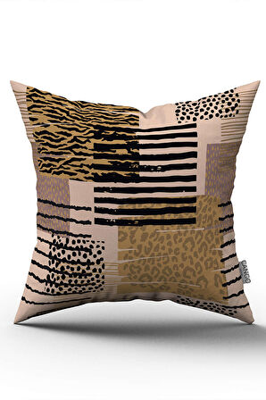 Kahverengi Siyah Modern Leopar Desenli Dijital Baskı Kırlent Yastık Kılıfı - CGH358