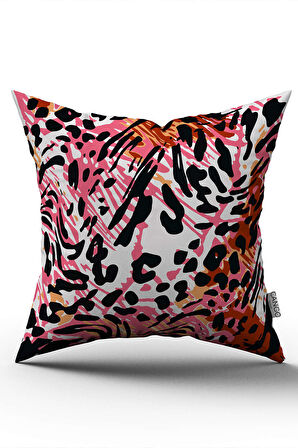 Pembe Siyah Leopar Desenli Dijital Baskı Kırlent Yastık Kılıfı - CGH385