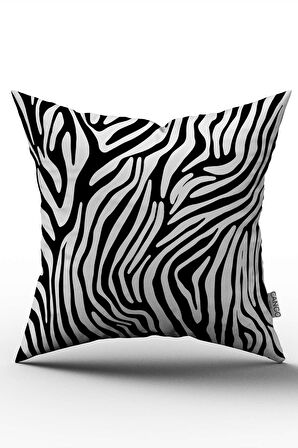 Siyah Beyaz Zebra Desenli Dijital Baskı Kırlent Yastık Kılıfı - CGH386