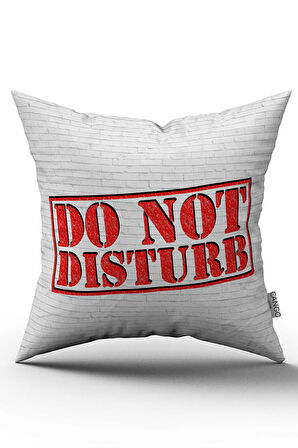 Kırmızı Beyaz Do Not Dısturb Yazılı Modern Dijital Baskı Kırlent Yastık Kılıfı - CGH395