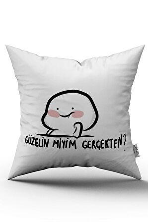 Beyaz Siyah Modern Yazılı Dijital Baskı Kırlent Yastık Kılıfı - CGH396