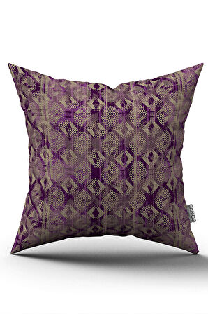 Mor Kahverengi Modern Geometrik Desenli Dijital Baskı Kırlent Yastık Kılıfı - CGH495