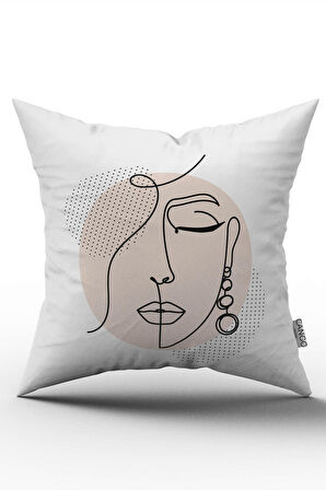 Beyaz Siyah Modern Silüet Figür Desenli Dijital Baskı Kırlent Yastık Kılıfı CGH534