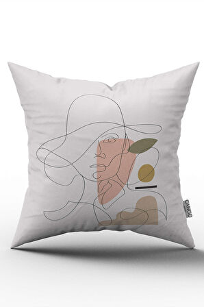 Beyaz Siyah Modern Silüet Figür Desenli Dijital Baskı Kırlent Yastık Kılıfı CGH508