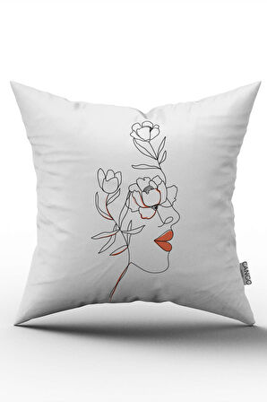 Beyaz Siyah Modern Silüet Figür Desenli Dijital Baskı Kırlent Yastık Kılıfı CGH523