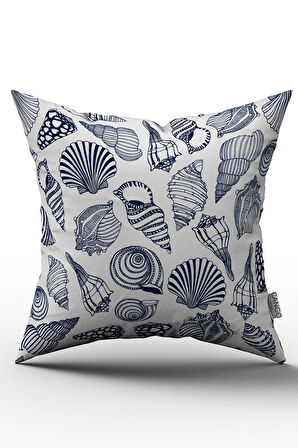 Çift Taraflı Beyaz Lacivert Marin Desenli Dijital Baskılı Kırlent Kılıfı - OTYK816-CT