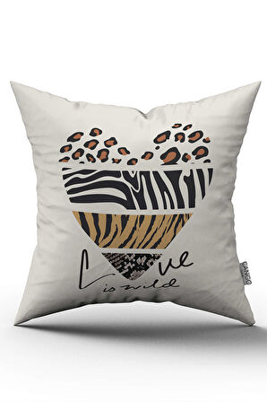 Çift Taraflı Kahverengi Siyah Modern Leopar Zebra Desenli Dijital Baskı Kırlent Yastık Kılıfı - CGH382-CT