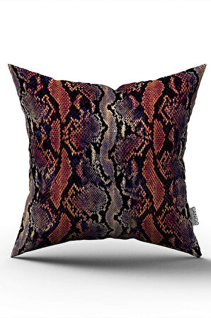 Çift Taraflı Kırmızı Siyah Yılan Derisi Desenli Dijital Baskı Kırlent Yastık Kılıfı - CGH381-CT