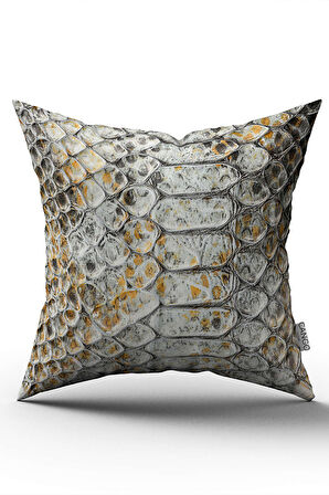 Çift Taraflı Sarı Gri Yılan Derisi Desenli Dijital Baskı Kırlent Yastık Kılıfı - CGH378-CT
