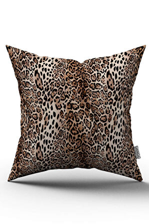 Çift Taraflı Kahverengi Siyah Leopar Desenli Dijital Baskı Kırlent Yastık Kılıfı - CGH370-CT