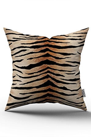 Çift Taraflı Kahverengi Siyah Zebra Desenli Dijital Baskı Kırlent Yastık Kılıfı - CGH366-CT